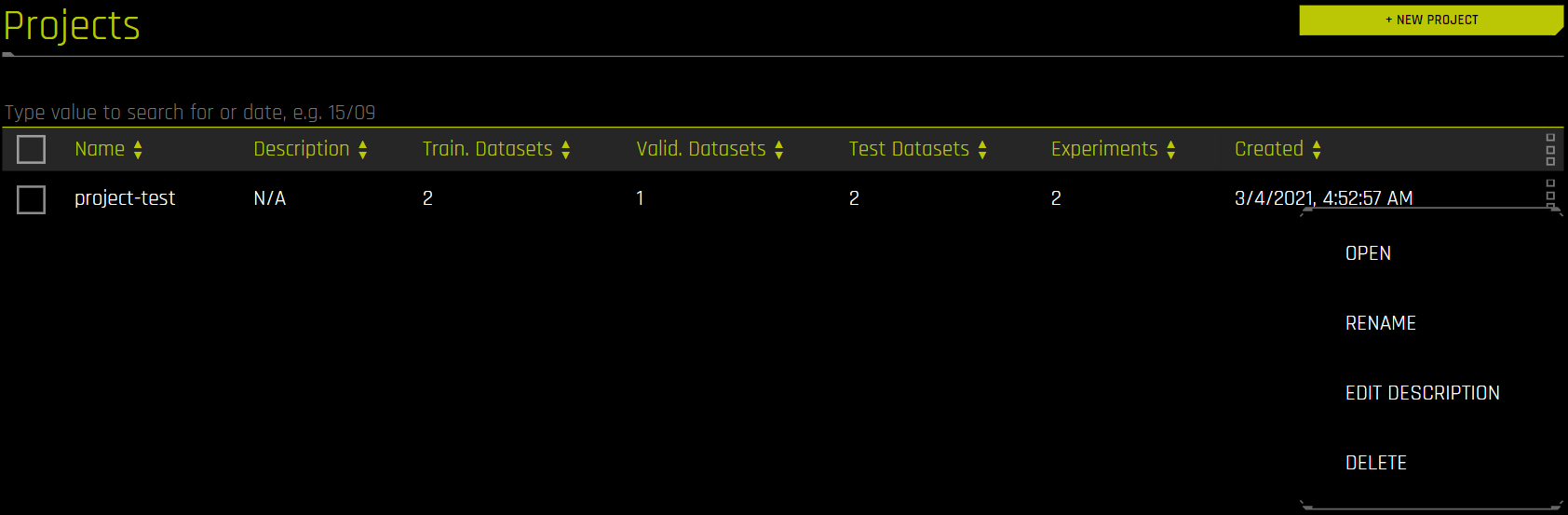 Delete project