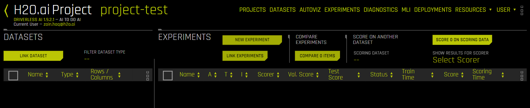 Empty project page