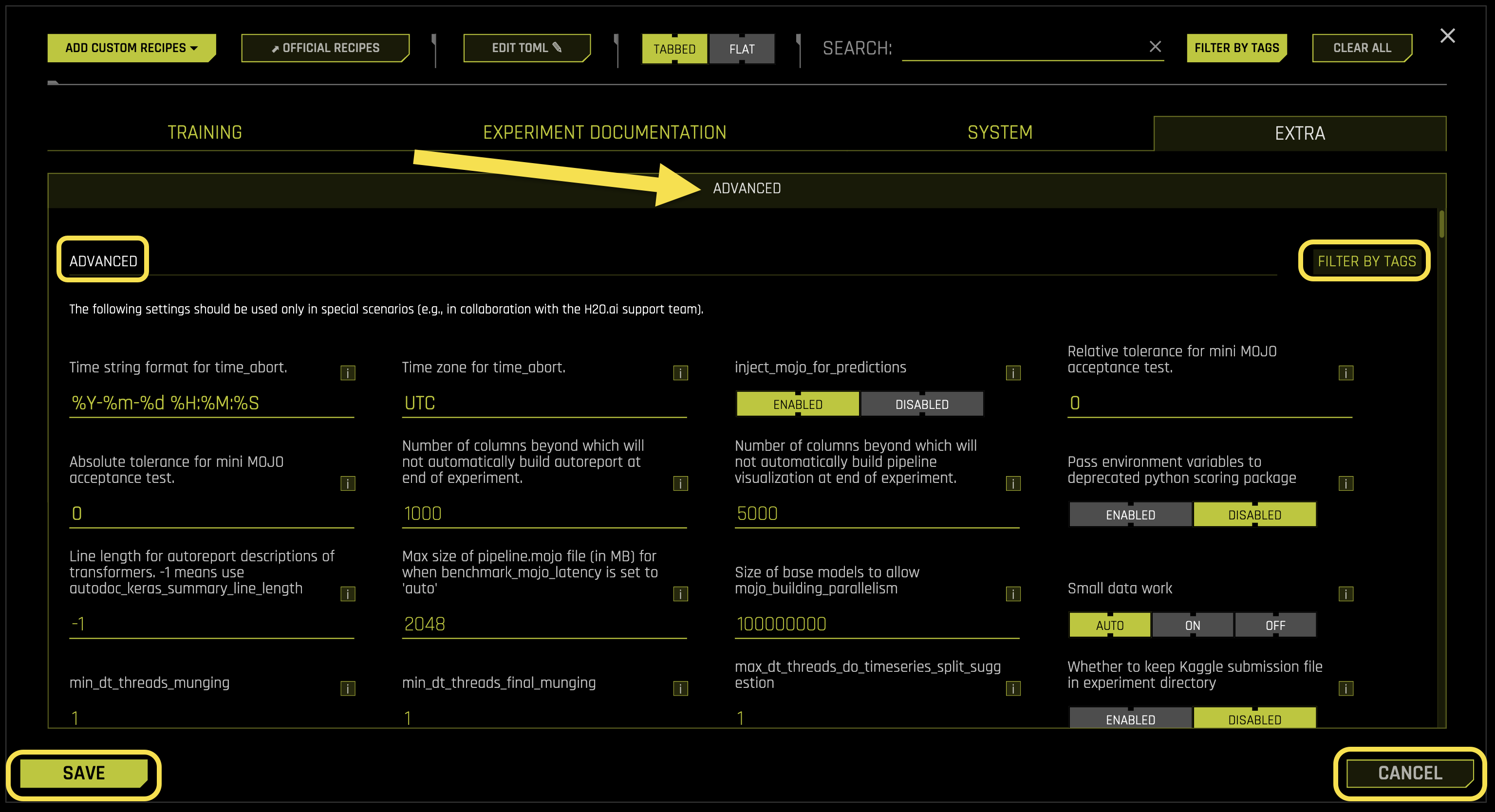 Extra Advanced Settings