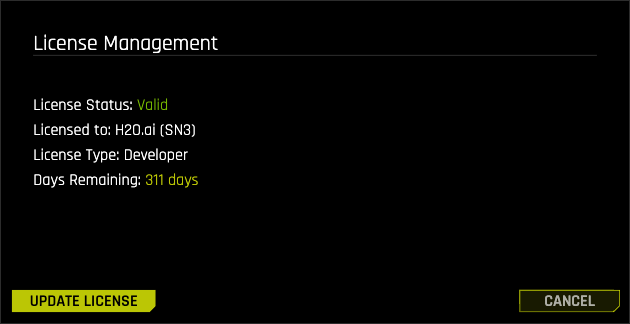 License Management dialog