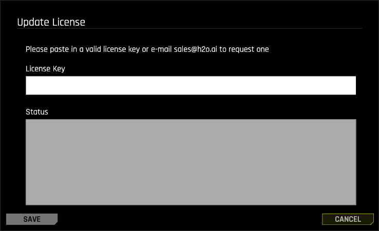 Update License dialog