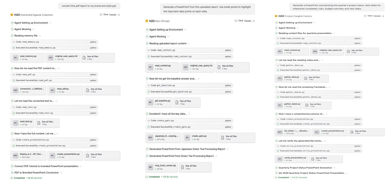 Agent Steps panel showing tool execution trace