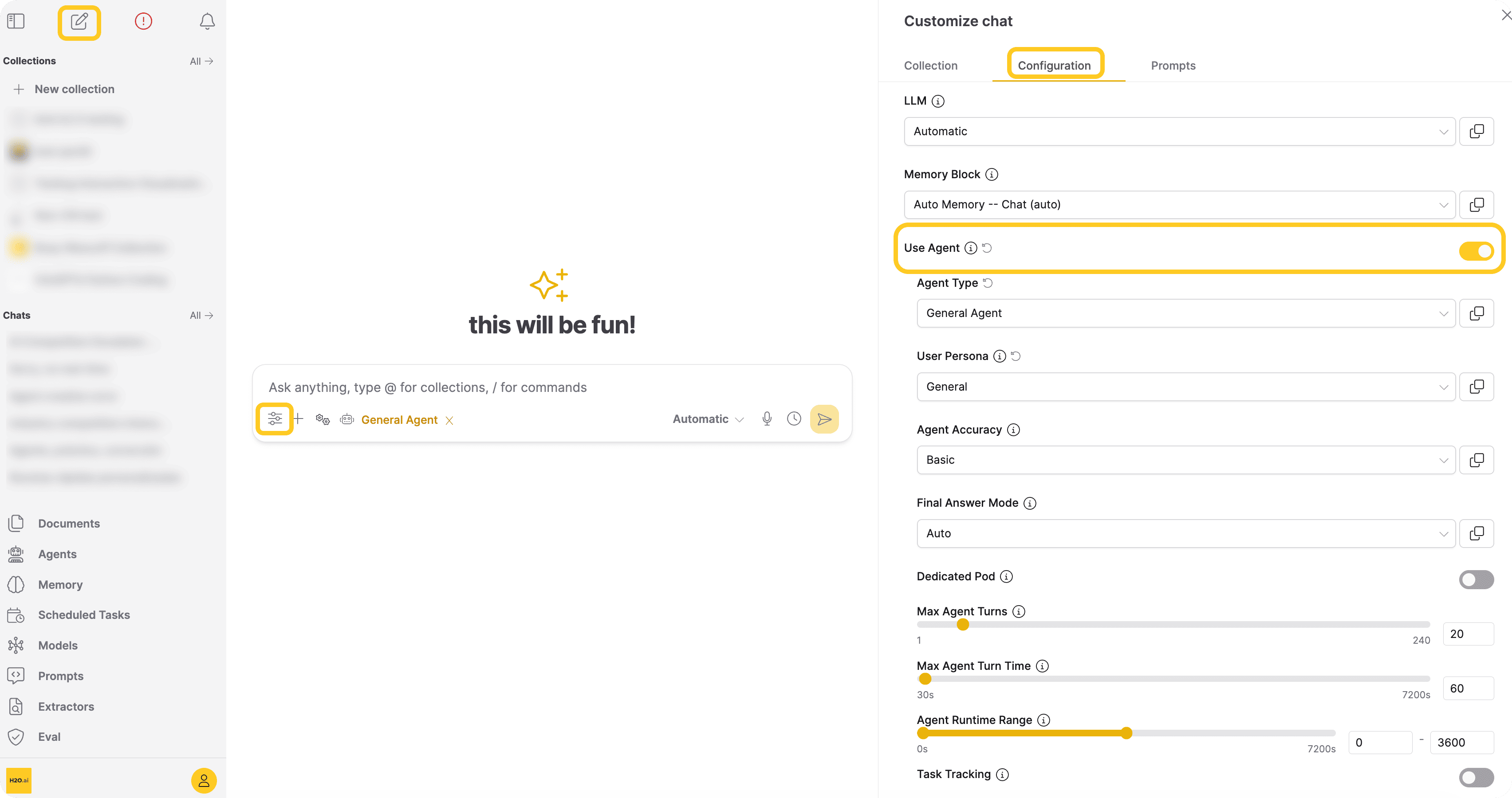 Chat customize panel