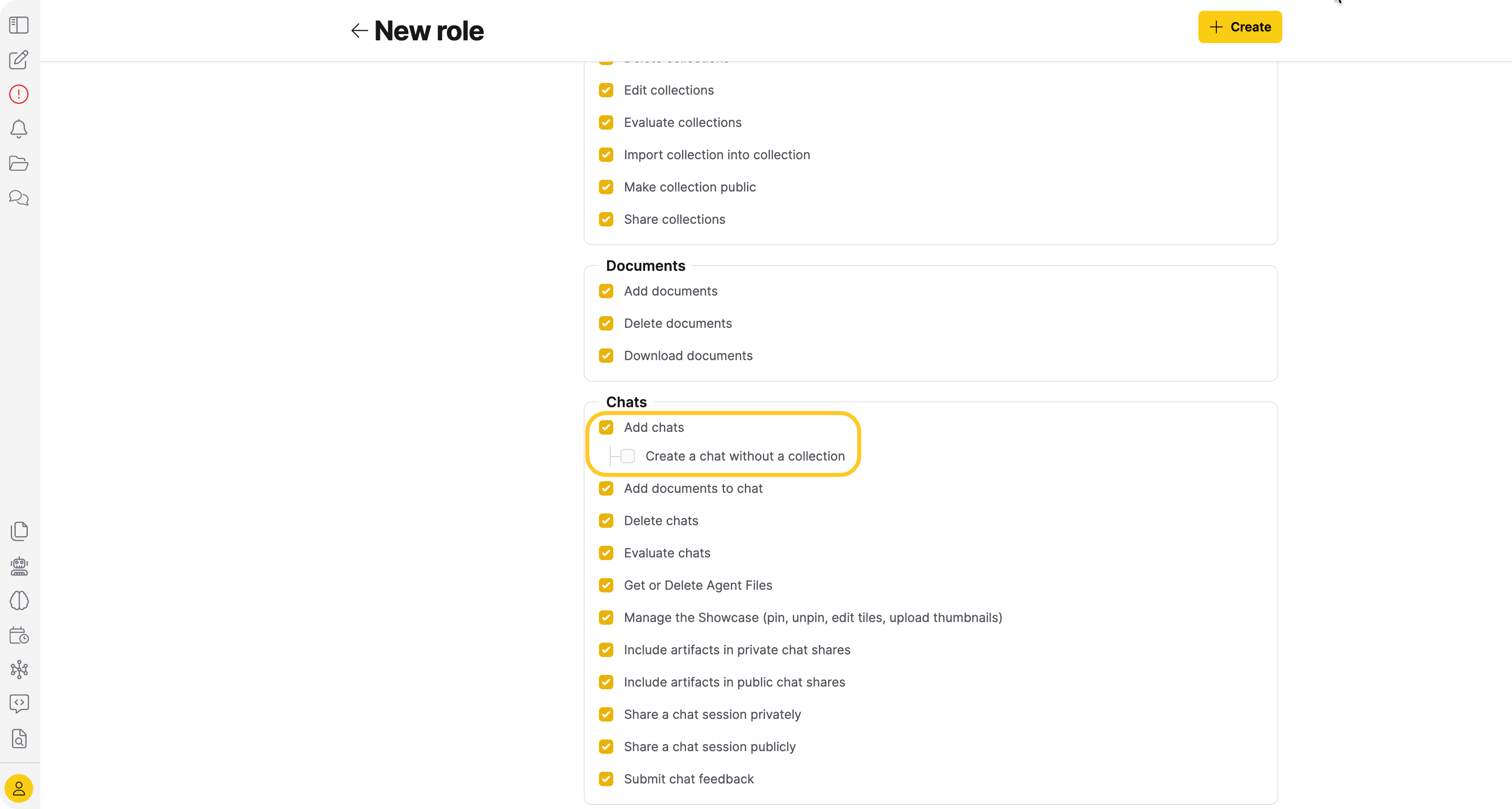 Chat creation permissions