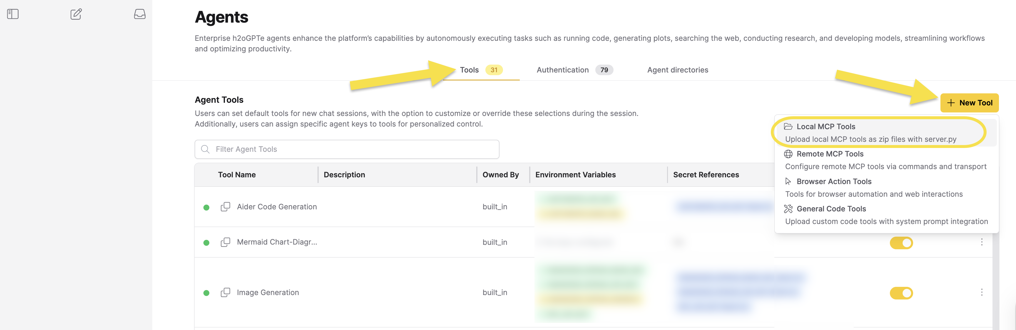 Local MCP Tools Menu