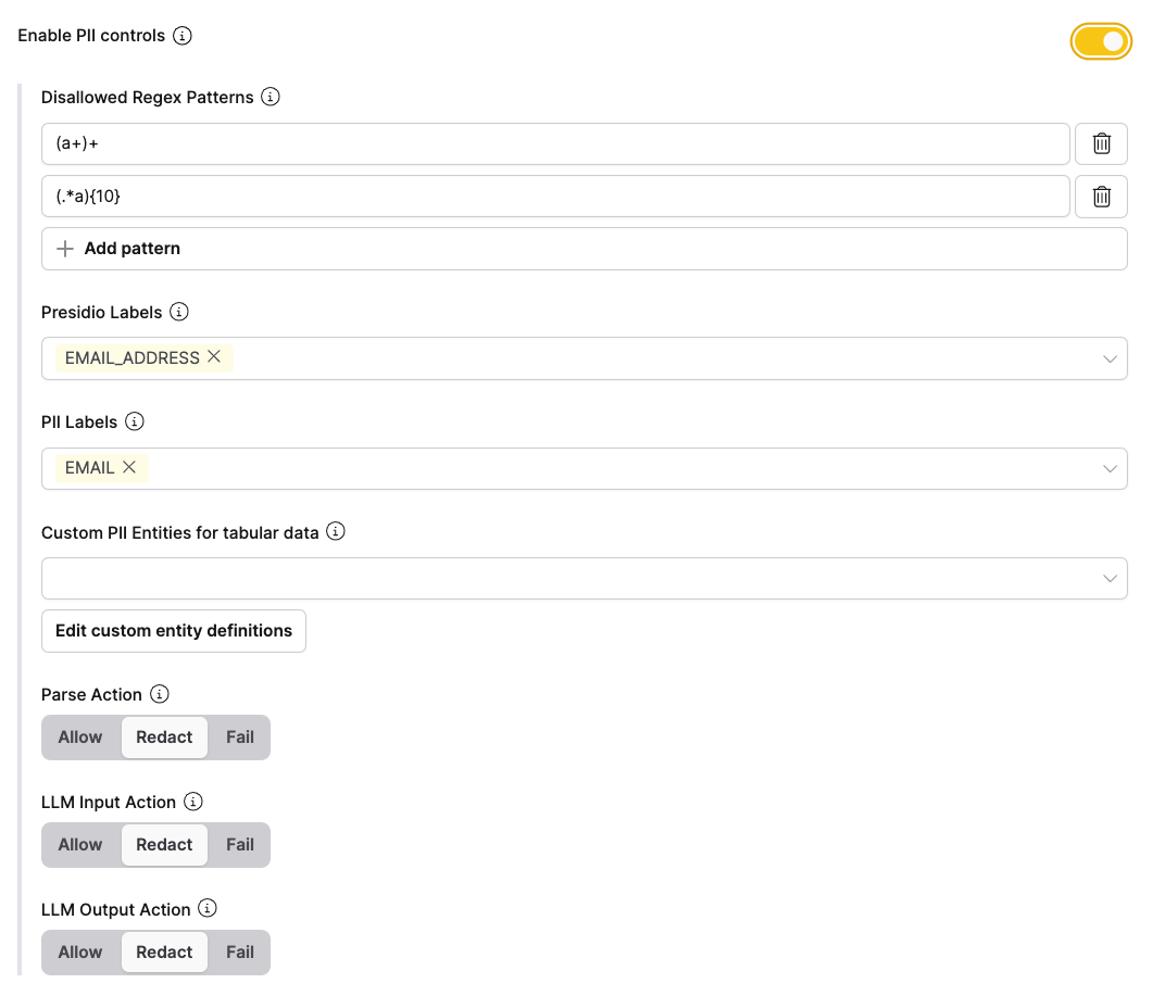 Options in the UI