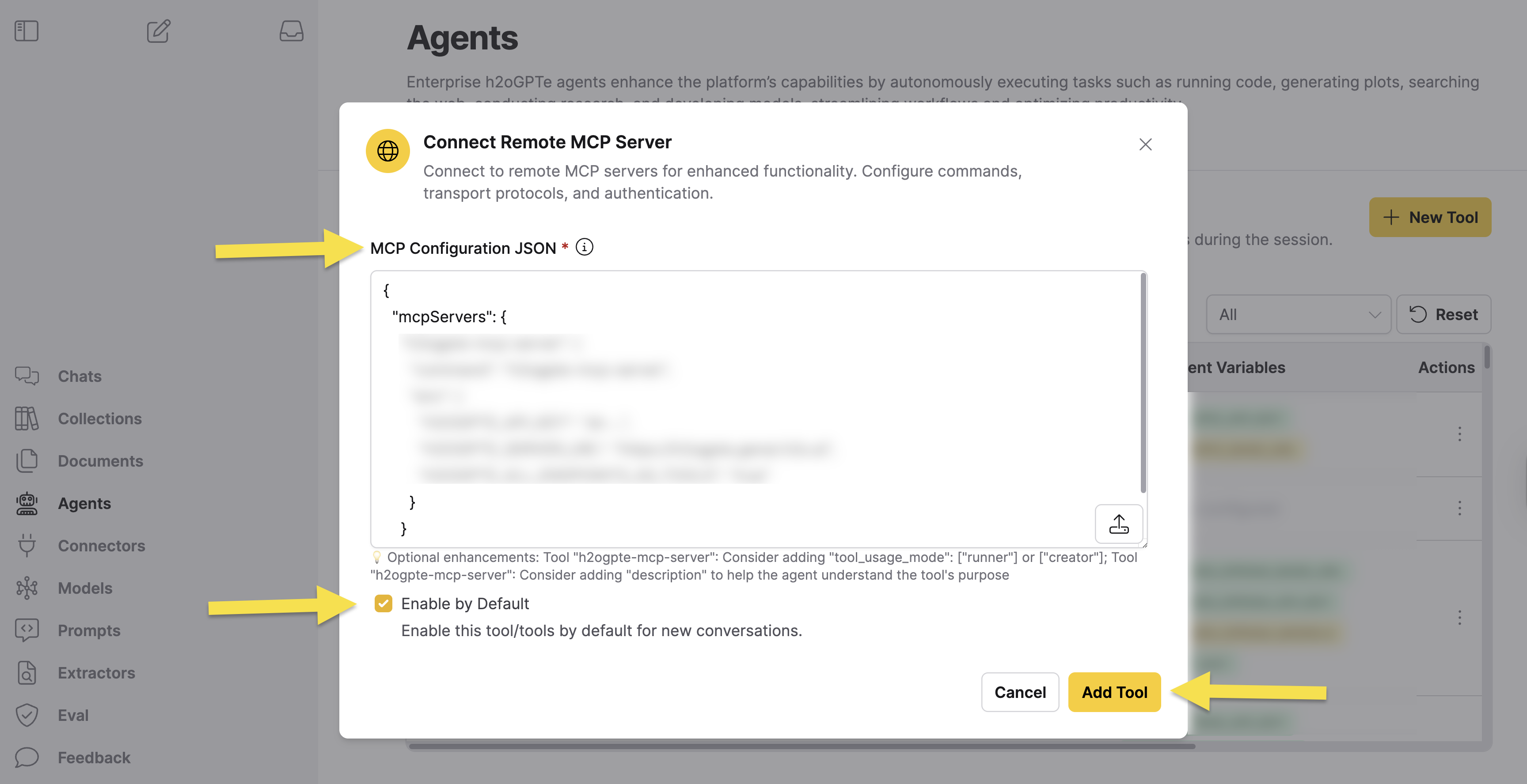 Remote MCP Tool Configuration Dialog
