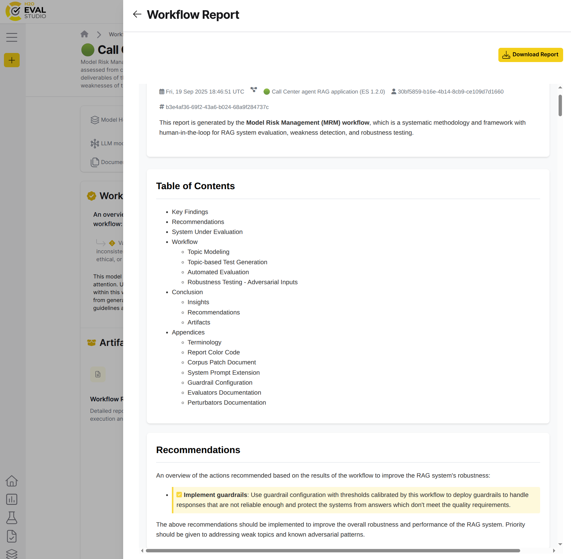 Evaluation report