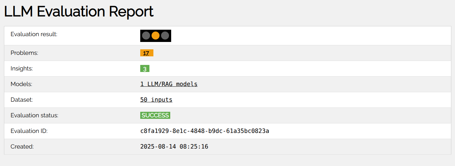 HTML report summary
