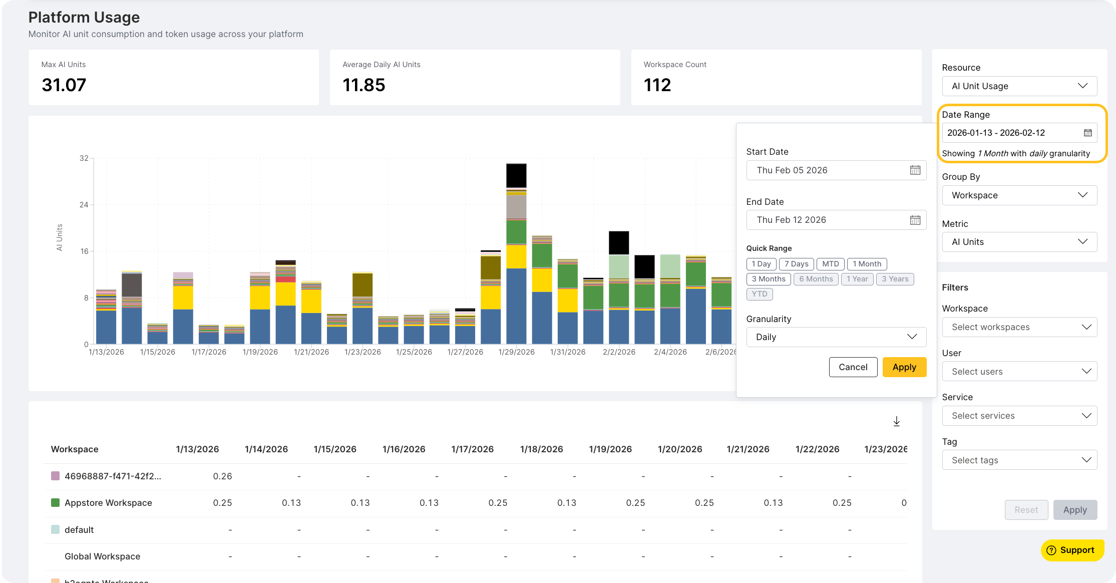 Date range picker