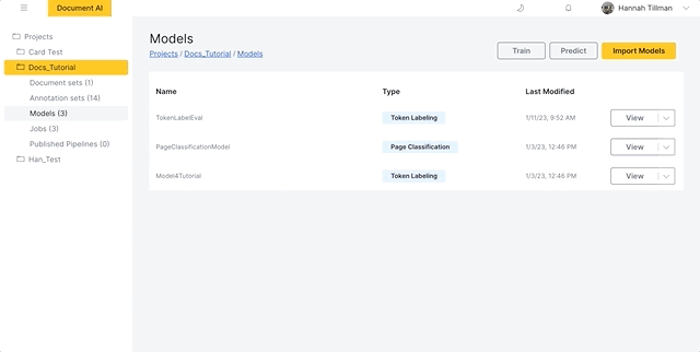 GIF showing how to access the accuracy panel from the prediction annotation set. Scrolls through the results and shows how to navigate the accuracy panel.
