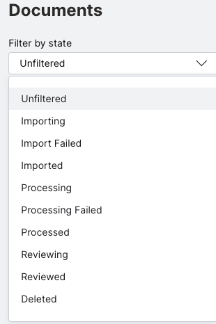Only show the documents in a certain state.