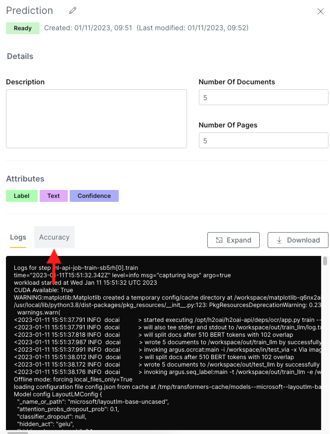 The information panel of your evaluation annotation set.