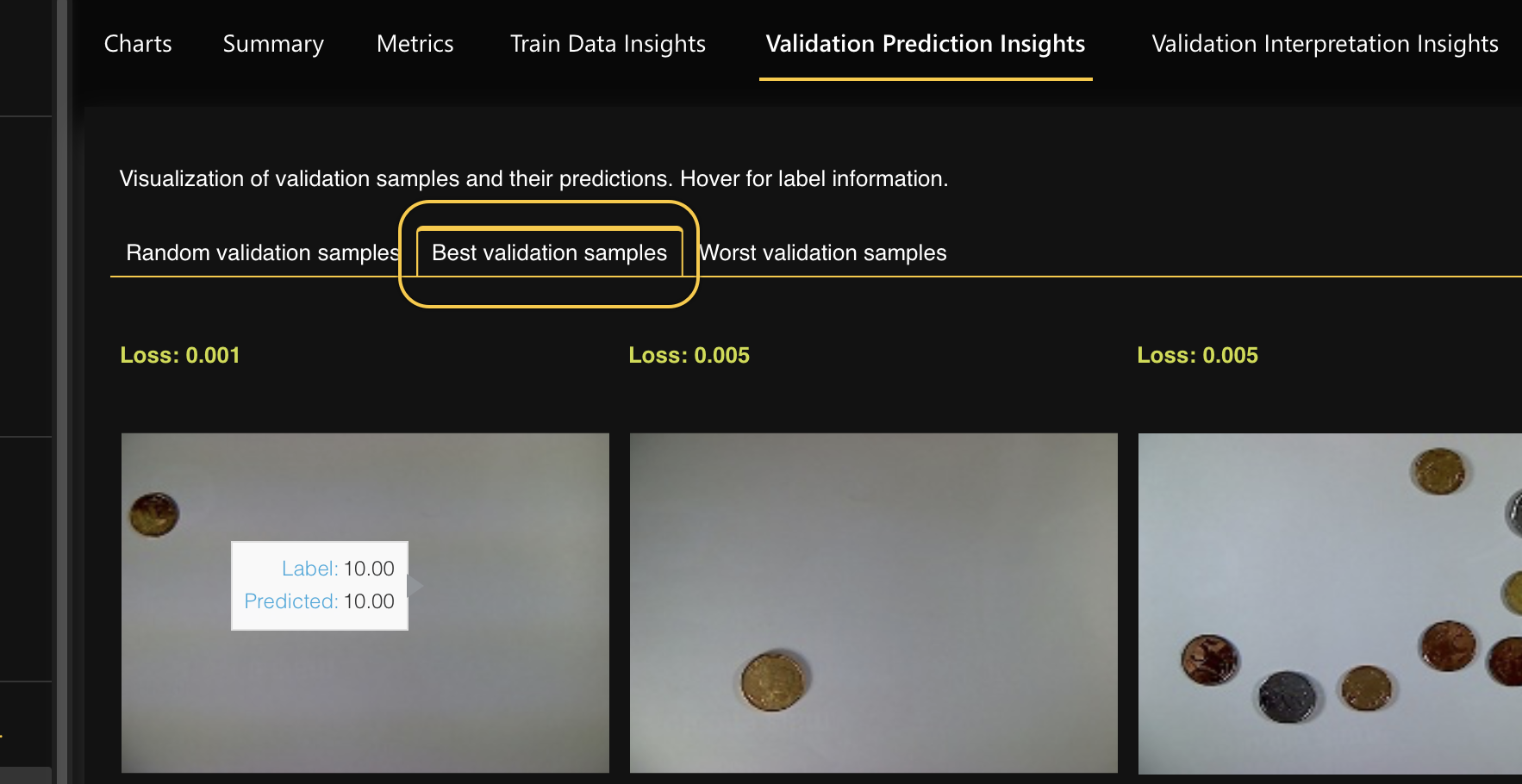 Best validation samples