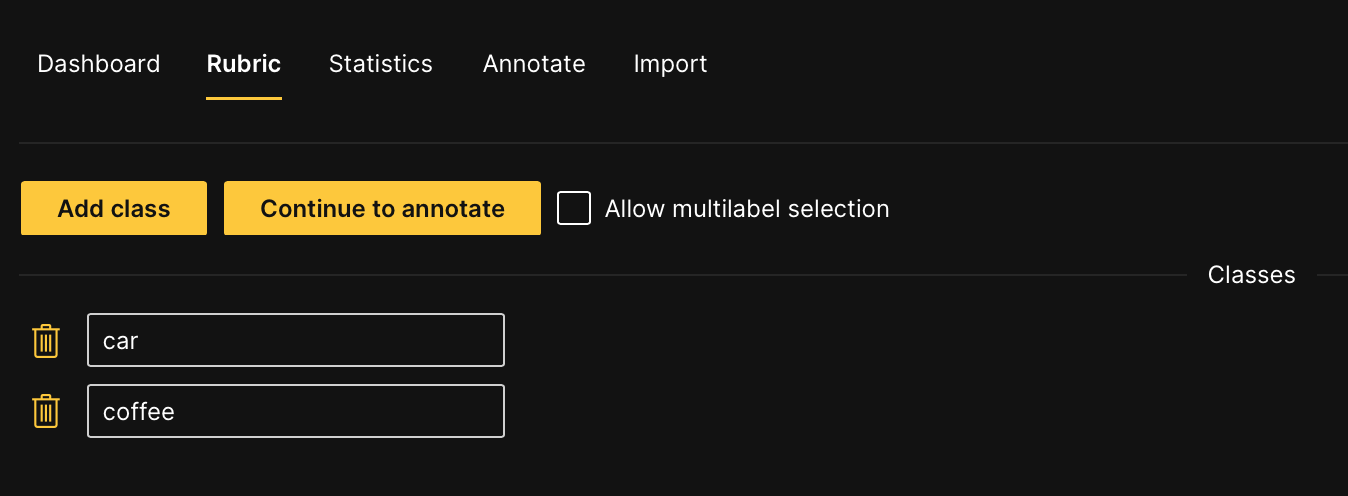 Creating the annotation task rubric panel