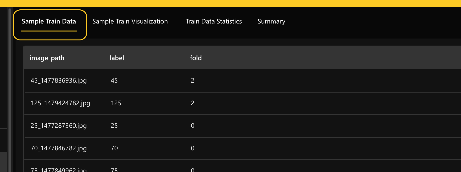 Sample train data