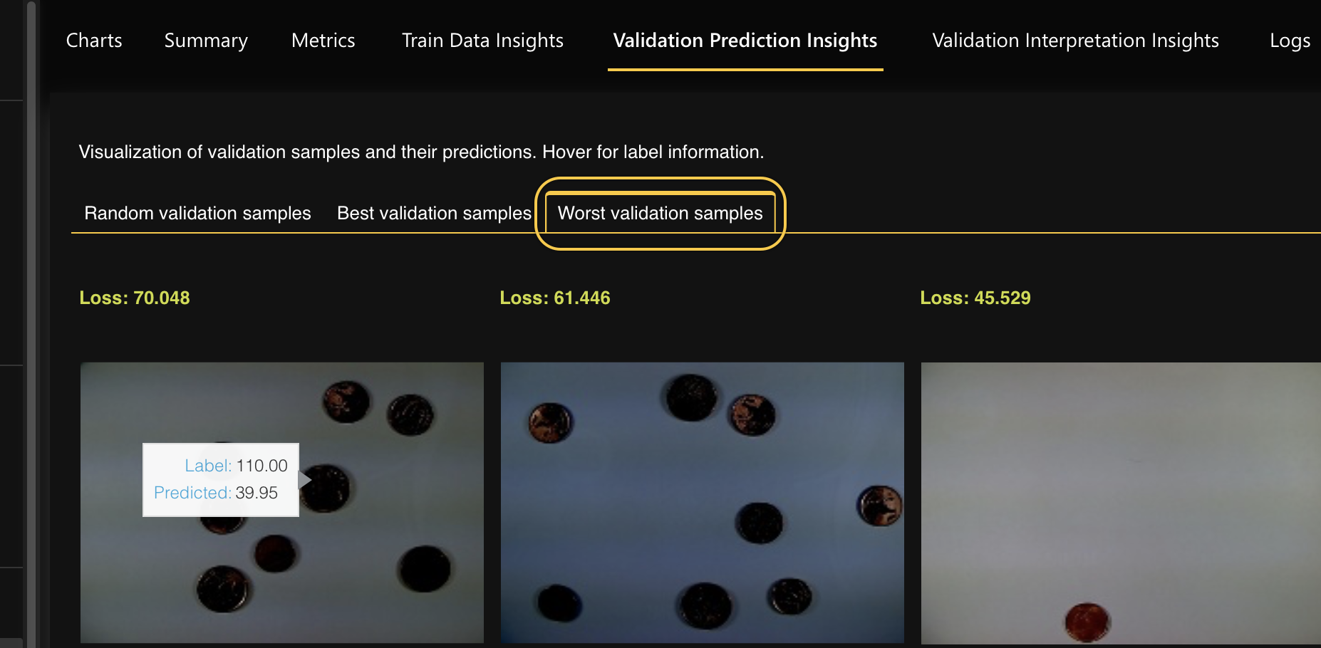 Worst validation samples