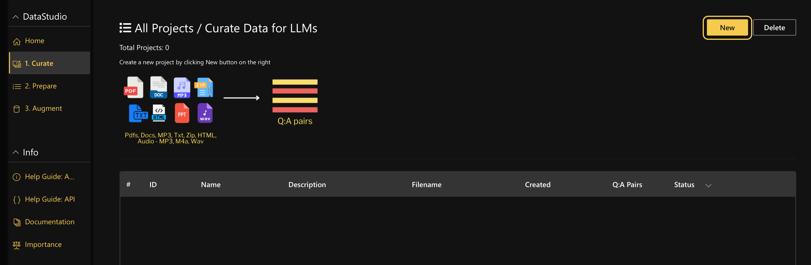 create a new project