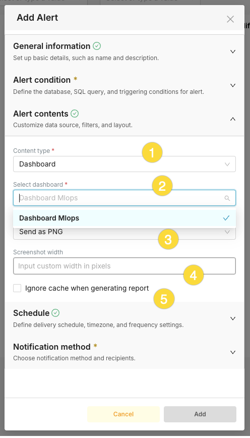 Alert content type options