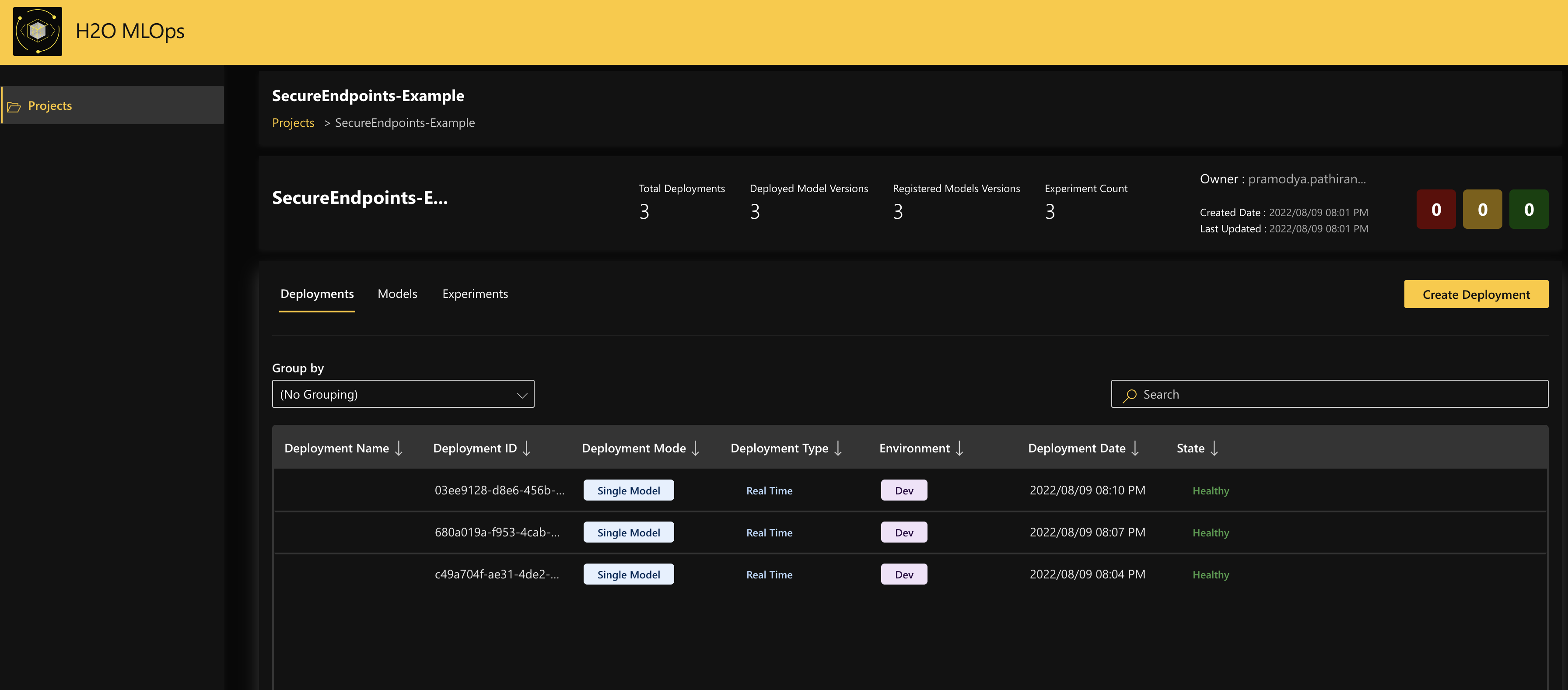 Create secure endpoints - all experiments