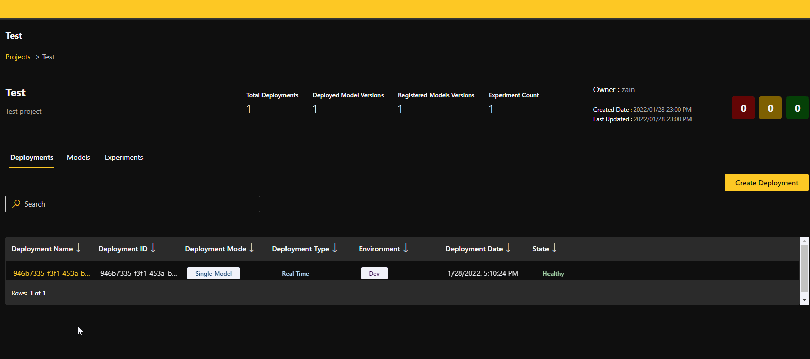 View deployment overview
