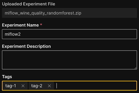 Experiment name and description
