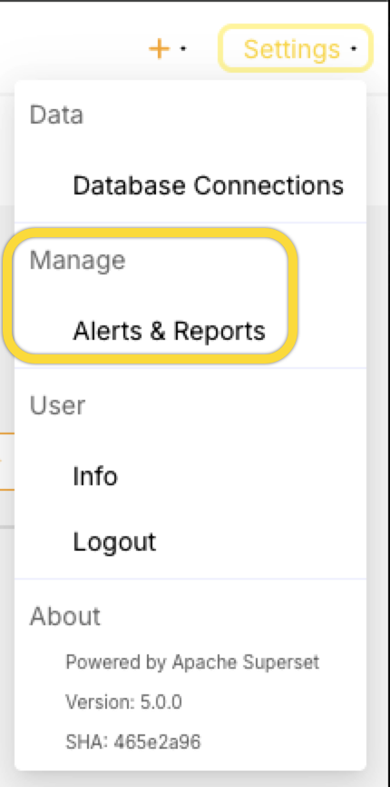 Superset Alerts & Reports section