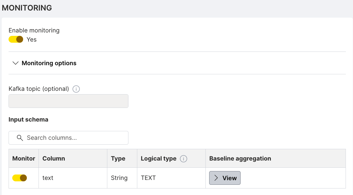 Text column selection