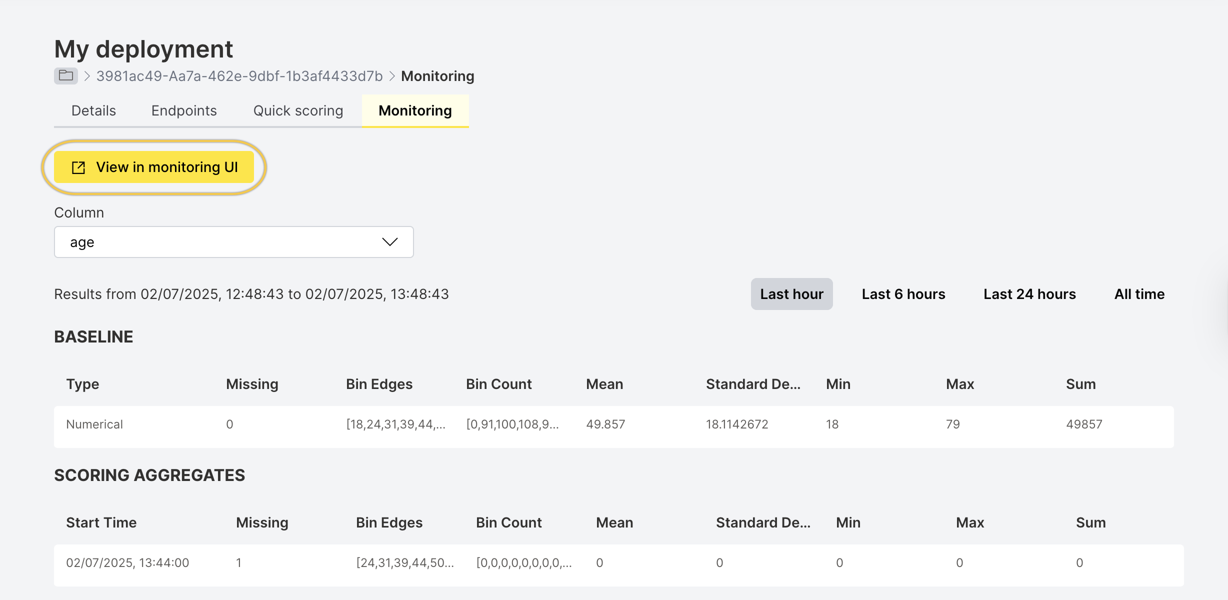 View in monitoring UI