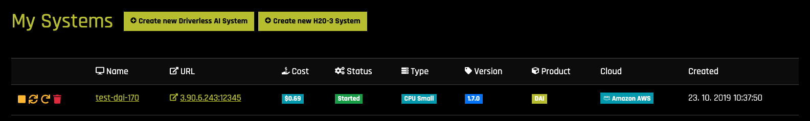 My Systems page