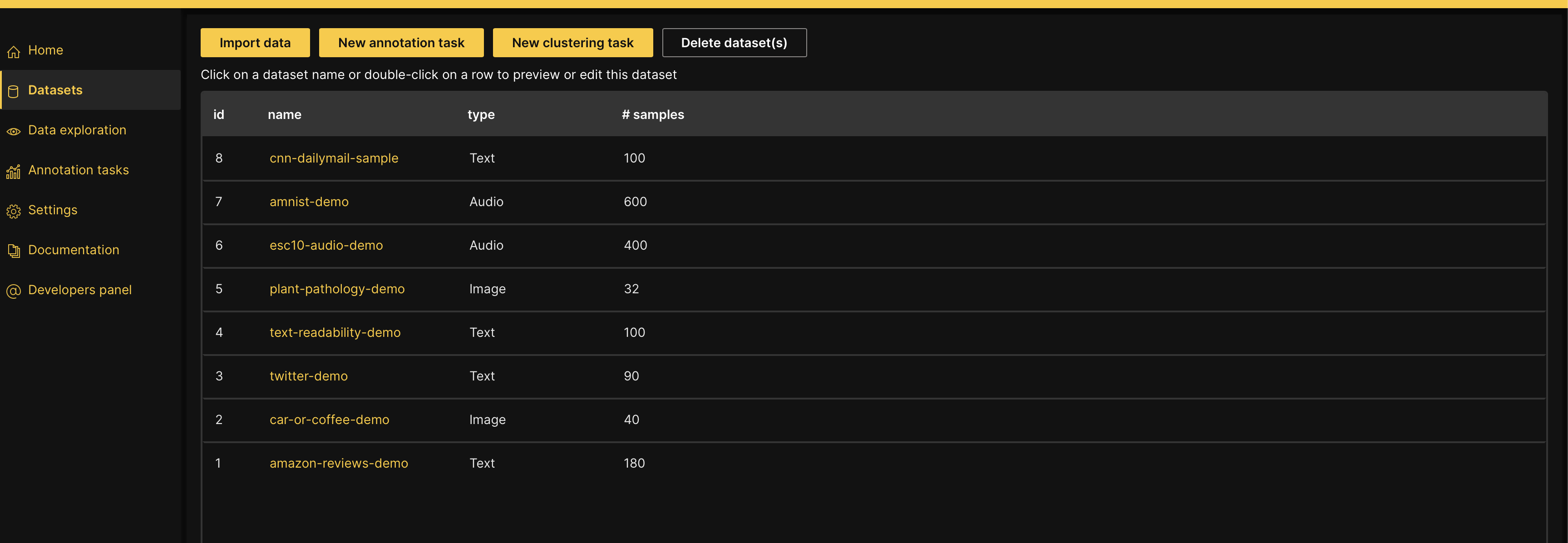 Access a demo dataset