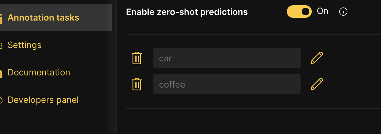 Annotation task rubric configuration of Car and Coffee classes