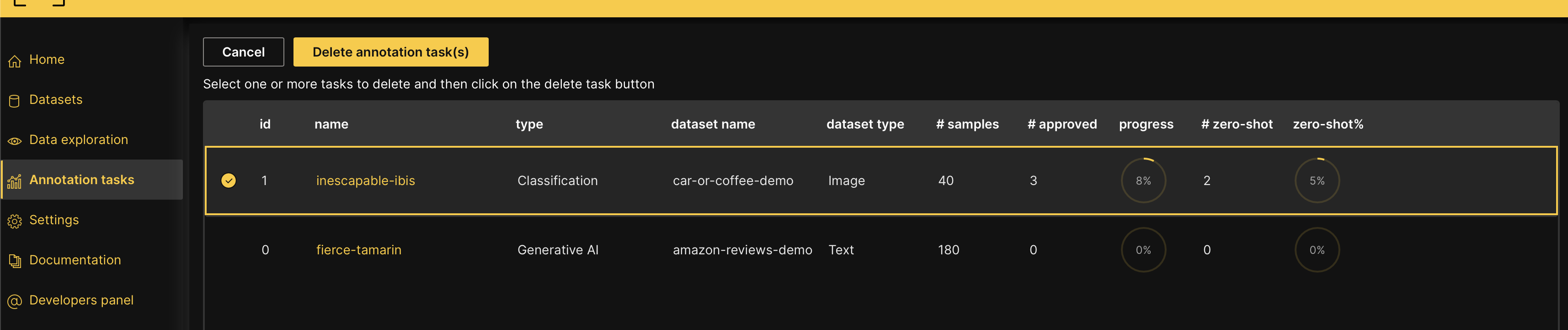 Delete an annotation task