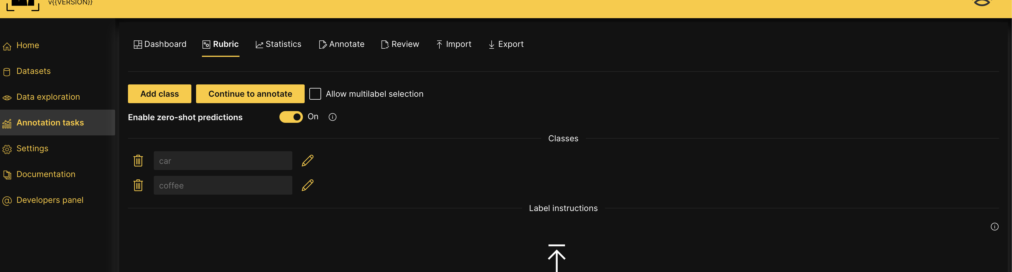Edit an annotation task rubric