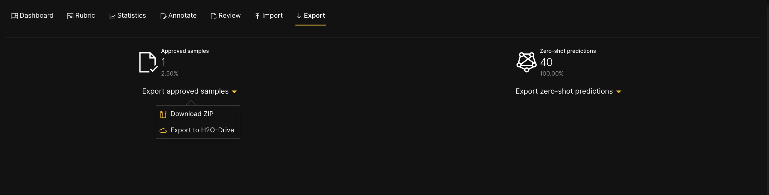 Export tab