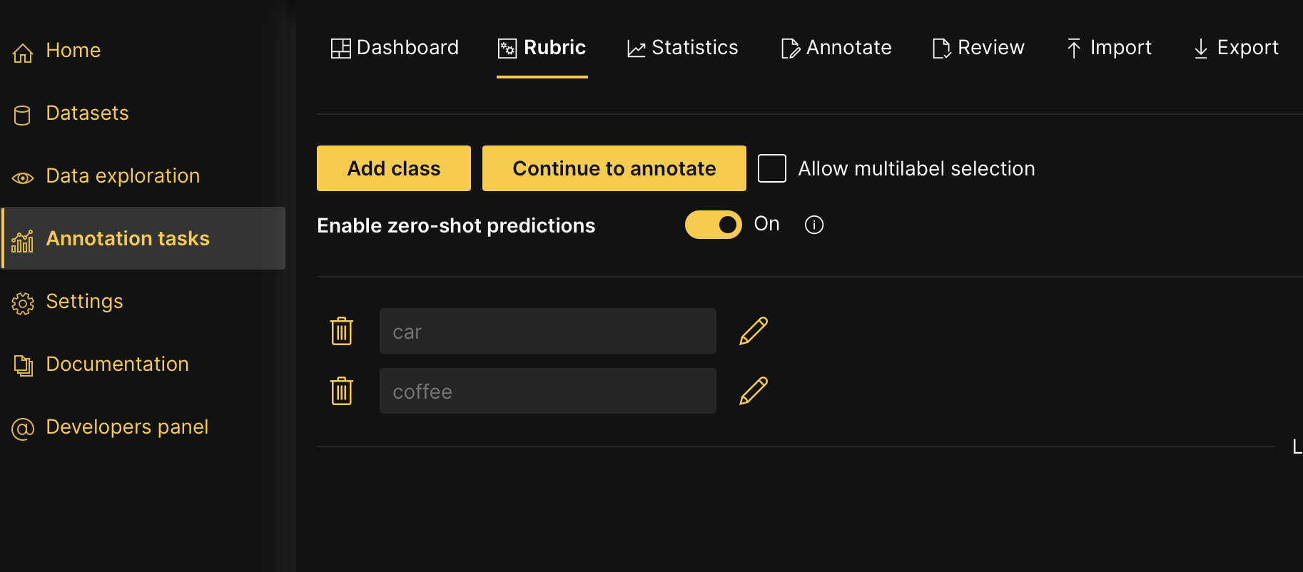 Image classification rubric