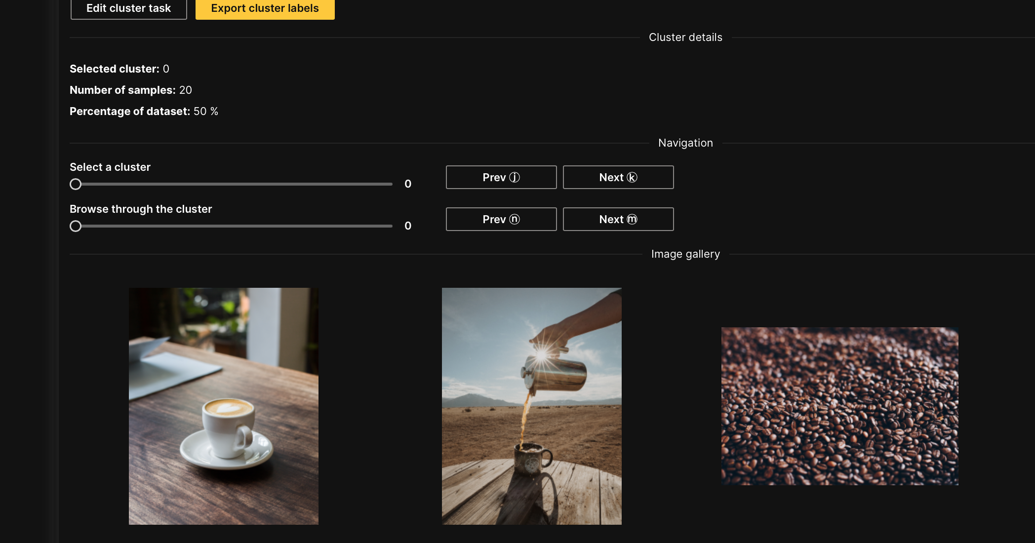 Image clustering task
