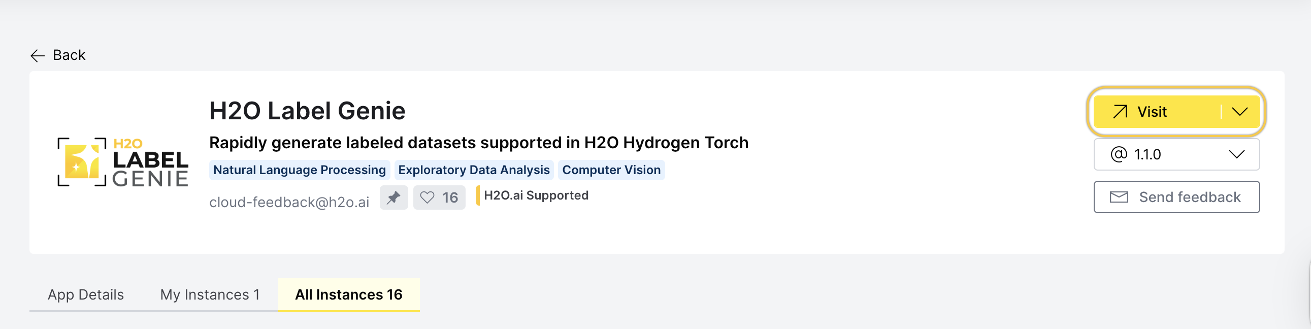H2O Label Genie visit instance
